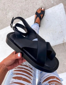 REEVA BLACK CHUNKY STRAPPY SANDALS