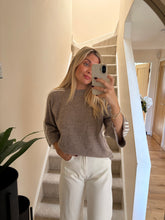 Load image into Gallery viewer, REMI TAUPE SIDE STRIPE KNIT TOP
