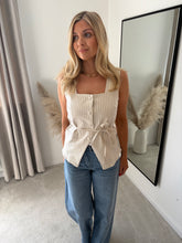 Load image into Gallery viewer, CINDY DENIM STRIPE BUTTON FRONT WAISTCOAT