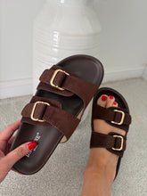 Load image into Gallery viewer, HELENA BROWN BUCKLE SANDALS