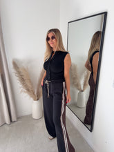 Load image into Gallery viewer, ALICIA HALF LEOPARD BLACK SIDE STRIPE JOGGERS