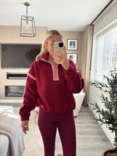 Load image into Gallery viewer, MEL BERRY CONTRAST BINDING ZIP FRONT FLEECE