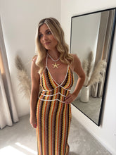 Load image into Gallery viewer, LEXI ORANGE ZIG ZAG HALTER MAXI DRESS