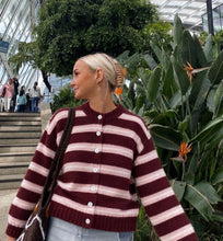 Load image into Gallery viewer, SISI BURGUNDY STRIPE CARDIGAN