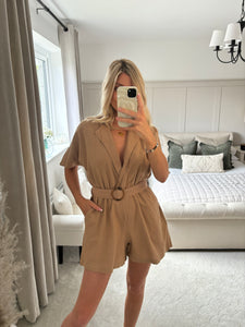 HOPE BEIGE BELTED PLAYSUIT