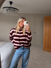 Load image into Gallery viewer, SISI BURGUNDY STRIPE CARDIGAN