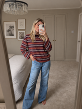 Load image into Gallery viewer, QUIN BURGUNDY STRIPE LONG SLEEVE TOP