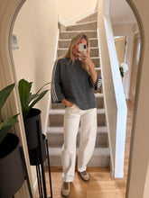 Load image into Gallery viewer, REMI GREY SIDE STRIPE KNIT TOP