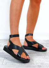 Load image into Gallery viewer, REEVA BLACK CHUNKY STRAPPY SANDALS