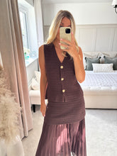 Load image into Gallery viewer, LUNA BROWN TEXTURED SKIRT WAISTCOAT TWO PIECE