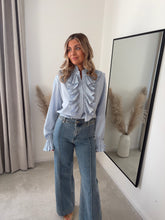 Load image into Gallery viewer, CLARA BLUE RUFFLE BLOUSE