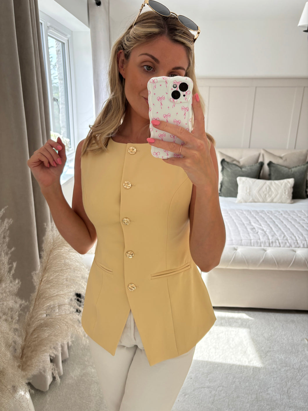 AMELIE LEMON GOLDEN BUTTON WAISTCOAT