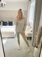 Load image into Gallery viewer, BROOKLYN SAGE GREEN HALF ZIP RELAXED FIT SWEATSHIRT