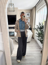 Load image into Gallery viewer, JESSIE CHARCOAL BANDED WAIST WIDE LEG TROUSERS