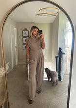 Load image into Gallery viewer, BELLA TAUPE ASYMMETRIC TOP &amp; WIDE LEG TROUSER COORD