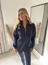 Load image into Gallery viewer, NEW YORK NAVY EMBOSSED HALF ZIP SWEATSHIRT