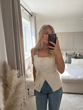 Load image into Gallery viewer, CINDY DENIM STRIPE BUTTON FRONT WAISTCOAT