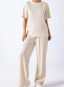 SAMMY BEIGE SHORT SLEEVE CRINKLE CO-ORD SET
