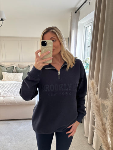 BROOKLYN NAVY HALF ZIP RELAXED FIT SWEATSHIRT