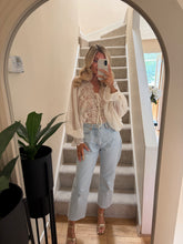 Load image into Gallery viewer, EDITH CREAM LACE TRIM SHEER BATWING BLOUSE