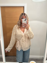 Load image into Gallery viewer, FREYA CREAM DISC SEQUIN WRAP BLOUSE
