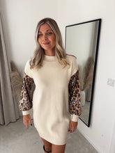 Load image into Gallery viewer, SUZIE CREAM SEQUIN SLEEVE KNIT DRESS