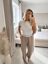 Load image into Gallery viewer, JESSIE BEIGE BANDED WAIST WIDE LEG TROUSERS