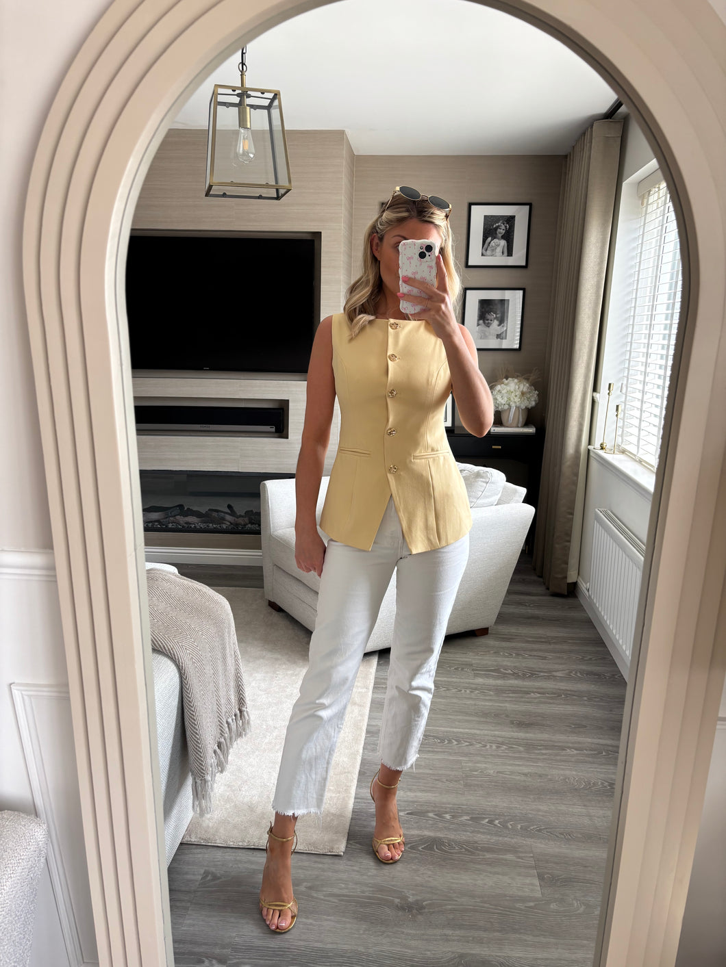 AMELIE LEMON GOLDEN BUTTON WAISTCOAT