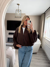 Load image into Gallery viewer, JULES BROWN BUBBLE HEM LIGHTWEIGHT JACKET