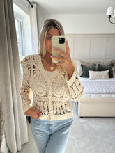 Load image into Gallery viewer, CARLY CROCHET CREAM CARDIGAN