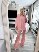 Load image into Gallery viewer, ROSIE PINK LACE FLARED TROUSERS