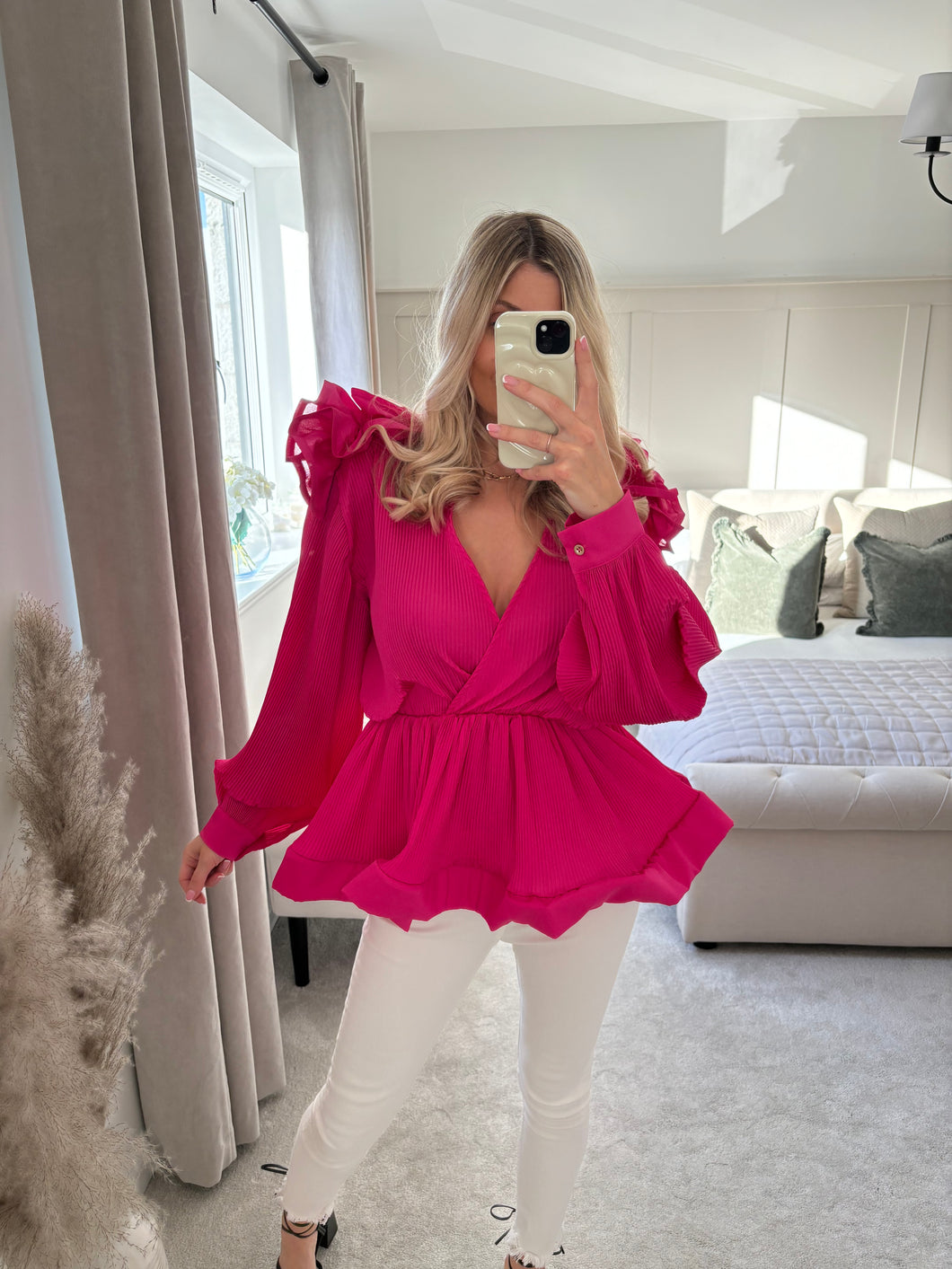 RAE FUCHSIA PINK RUFFLE TOP