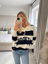 Load image into Gallery viewer, BROOKLYN NAVY KNIT STRIPE COLLAR JUMPER