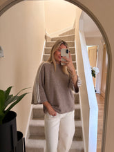 Load image into Gallery viewer, REMI TAUPE SIDE STRIPE KNIT TOP
