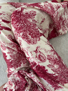 ISLA BURGUNDY SATIN JUNGLE PRINT TROUSERS
