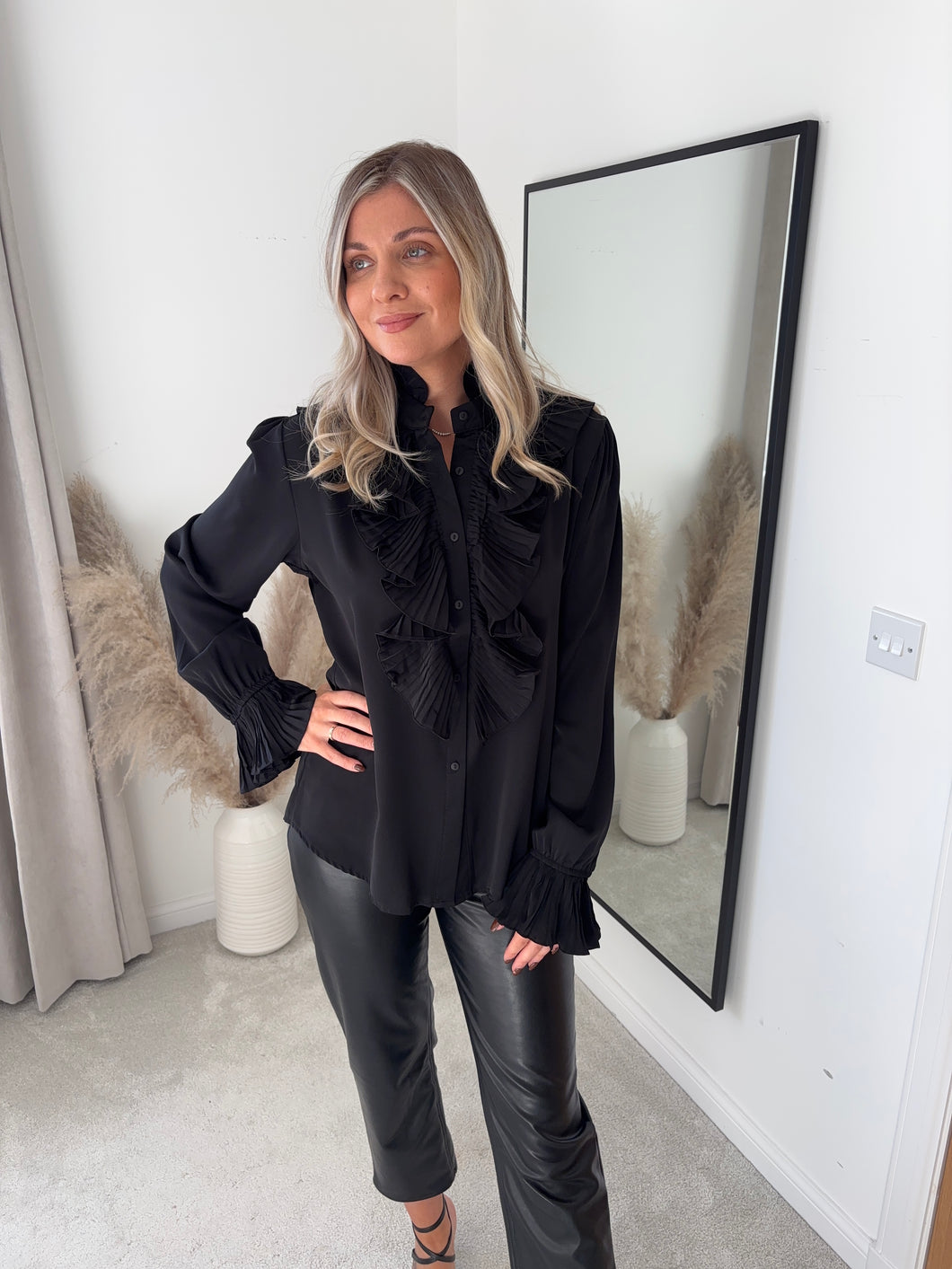 CLARA BLACK RUFFLE BLOUSE