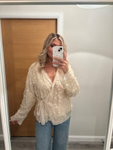 Load image into Gallery viewer, FREYA CREAM DISC SEQUIN WRAP BLOUSE