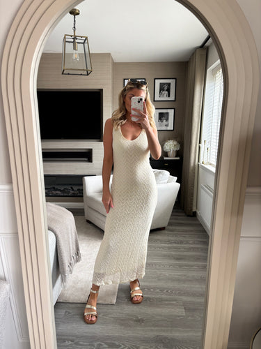 JESS CREAM LACE LINED SLEEVELESS MIDI DRESS