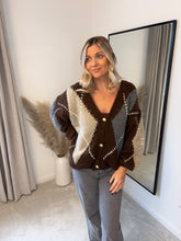 Load image into Gallery viewer, SISI BROWN ARGYLE KNIT CARDIGANS