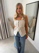 Load image into Gallery viewer, CINDY DENIM STRIPE BUTTON FRONT WAISTCOAT