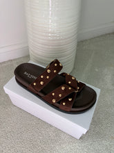 Load image into Gallery viewer, LEONA BROWN STUDDED SANDALS