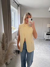 Load image into Gallery viewer, LYDIA YELLOW ASYMMETRIC WRAP SLEEVELESS BLAZER