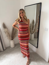 Load image into Gallery viewer, MARNIE RED ZIG ZAG ONE SHOULDER DRESS
