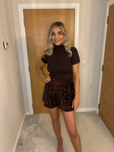 Load image into Gallery viewer, NICOLE BROWN SEQUIN SHORTS