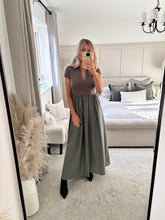 Load image into Gallery viewer, MAISIE KHAKI ZIP FRONT T SHIRT DRESS