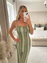 Load image into Gallery viewer, AMALFI GREEN ZIG ZAG MIDI DRESS