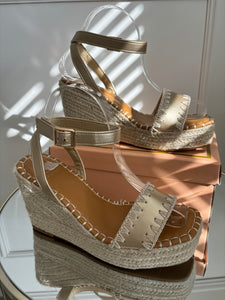 LUCIA GOLD STITCH DETAIL WEDGES