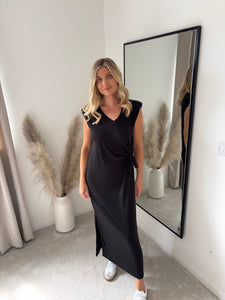 OPAL BLACK WRAP T SHIRT DRESS