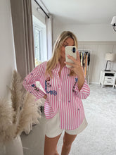 Load image into Gallery viewer, MARLYN PINK EMBROIDERED STRIPE SHIRT