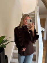 Load image into Gallery viewer, CLARA BROWN RUFFLE BLOUSE